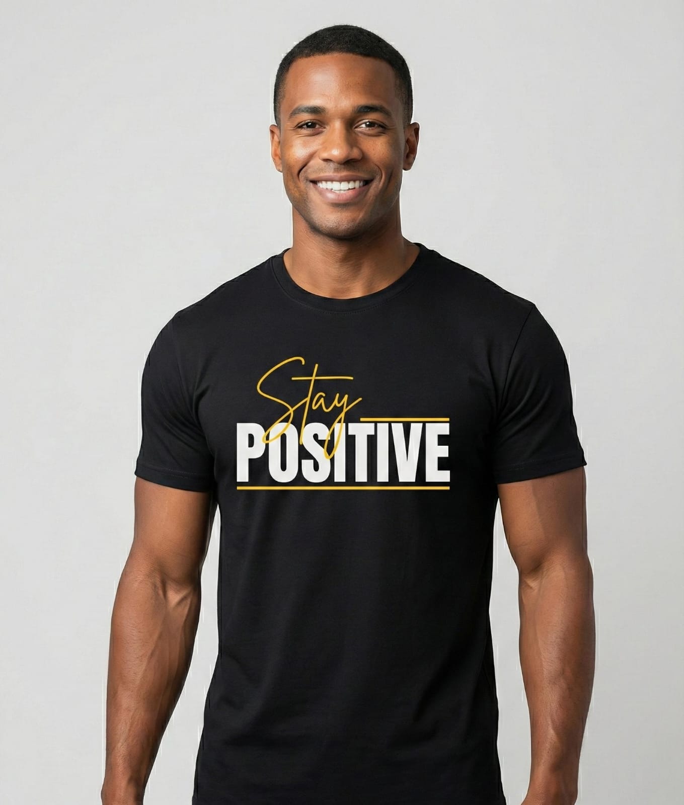 Stay Positive Typography Printed Black T-Shirt for Men & Women | Premium Cotton Motivational Tee