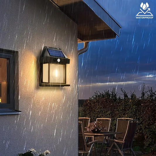 Solar Wall Lights Outdoor Motion Sensor Auto Chargeable Exterior LED Sconce Front Porch Security Lamps waterproof for Patio Garden (Pack of 1, Warm Yellow)